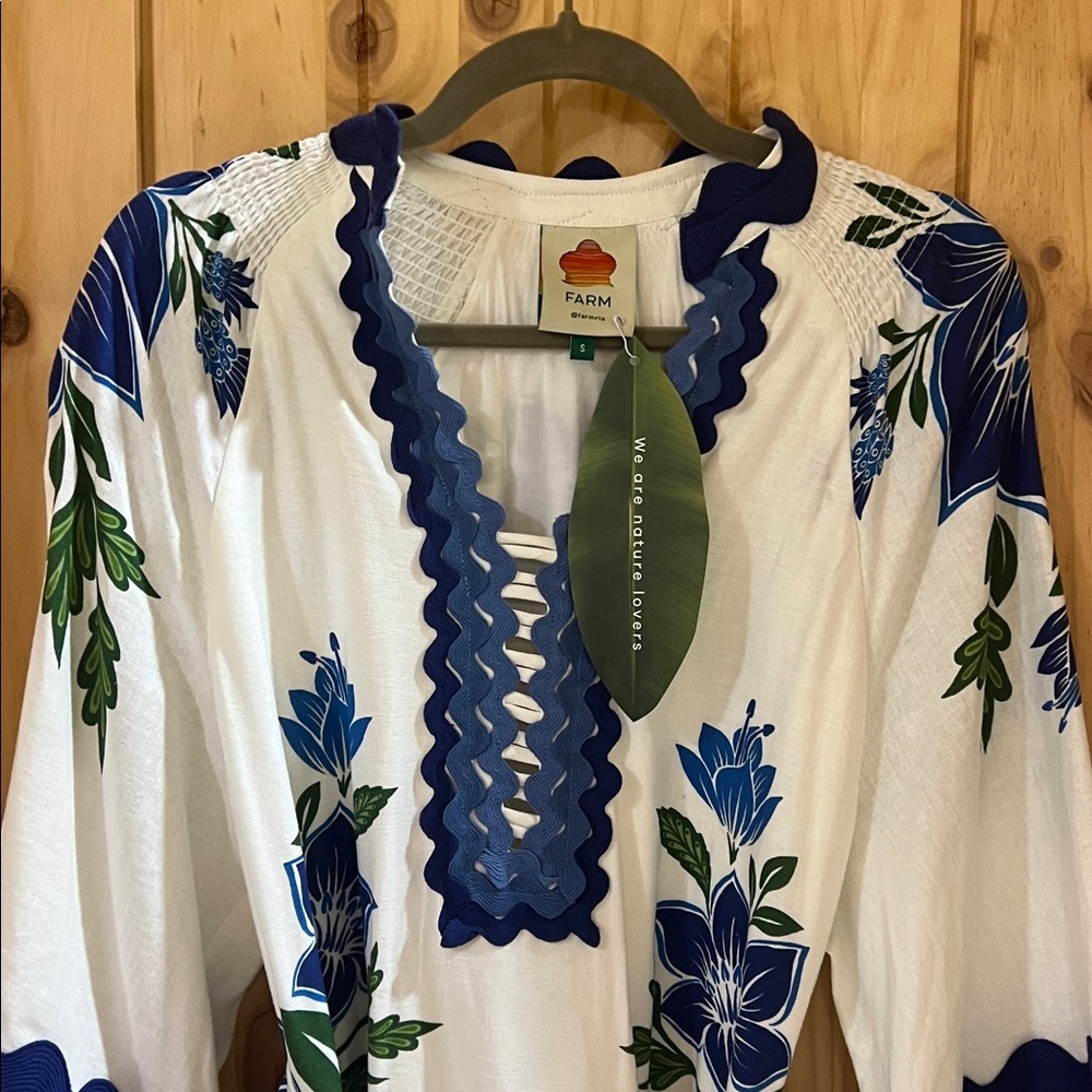 FARM RIO Off-White Tropicance Tunic Lenzing™ Ecovero™ Euroflax™ Midi Dress M NWT - Picture 7 of 16